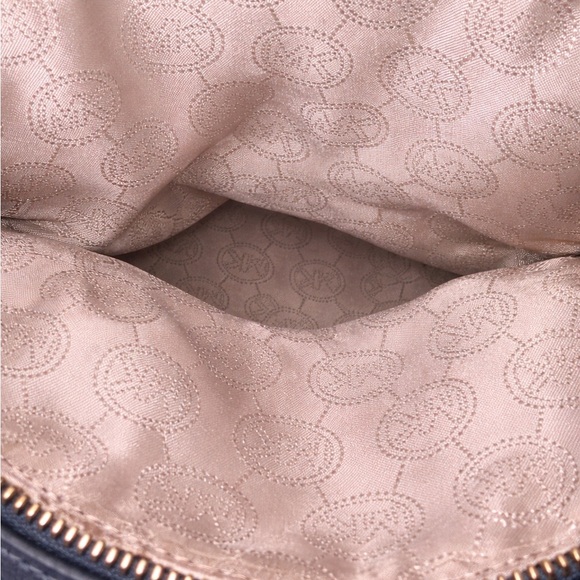 Michael Kors Navy Pebbled Leather Crossbody with Gold Accents - Picture 6 of 6